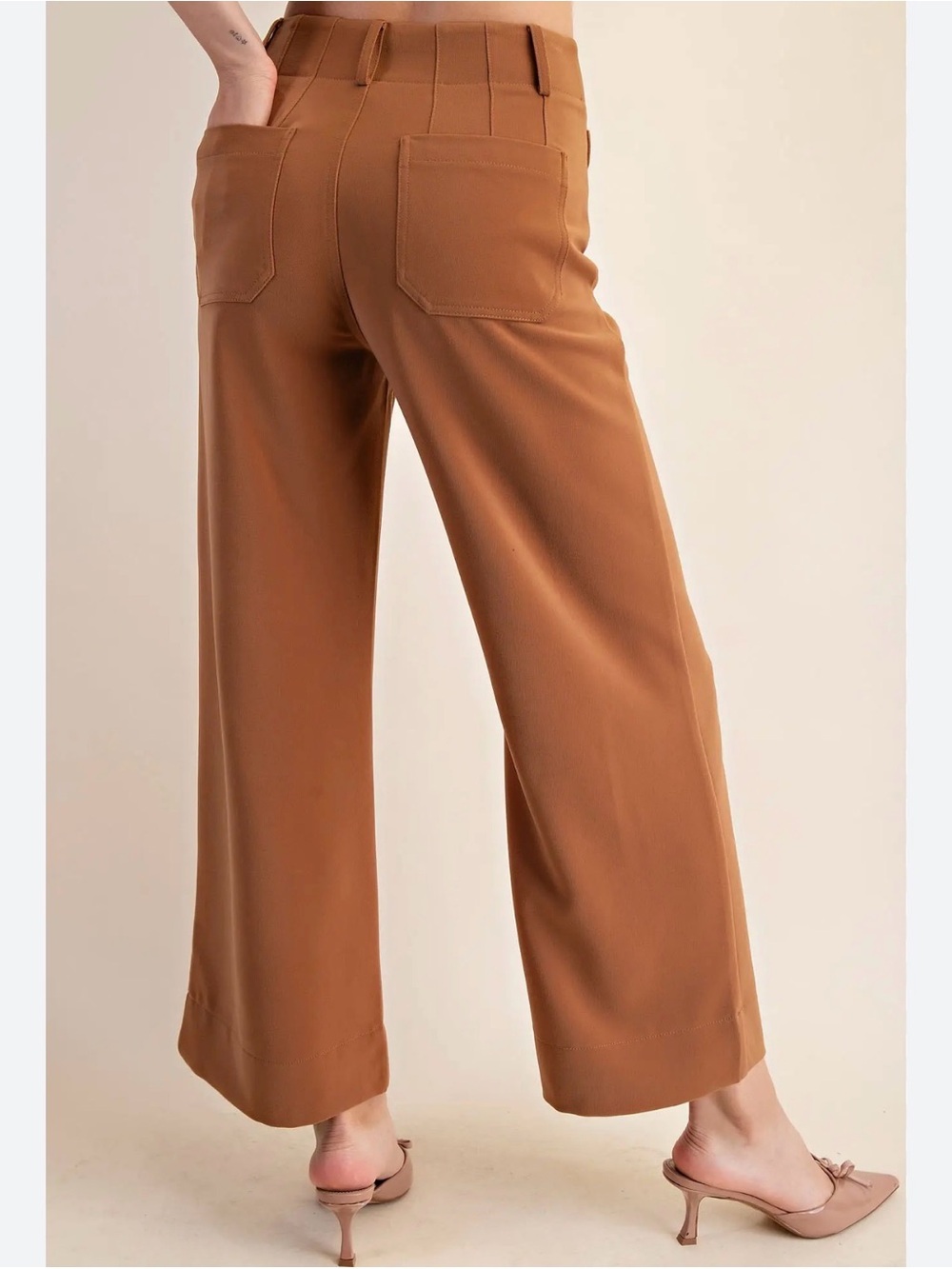 Max Studio Wide-Leg Cropped Pants in Caramel